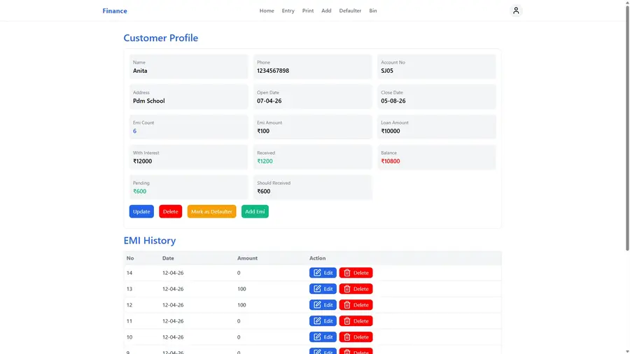 Daily Based Finance App